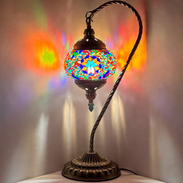 Handcrafted Colorful Swan Neck Mosaic Night Lamp