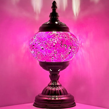 Amethyst Hues: Purple Desk Lamp with Mosaic Glass