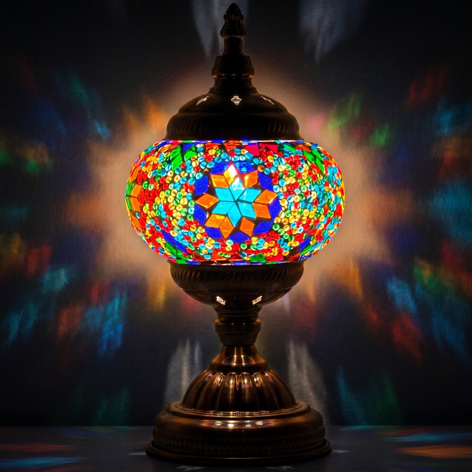 ヴィンテージ★卵形インテリアガラスライトアップ2つセット Rainbow Vintage Handmade Mosaic Lamp – Mosaic Age