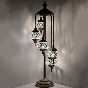 a lamp that is on top of a table