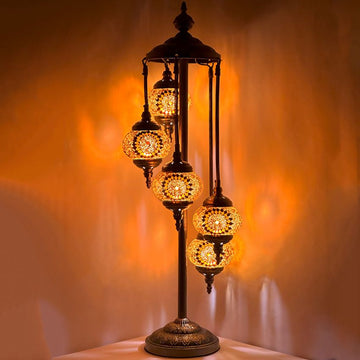 a lamp that is on top of a table