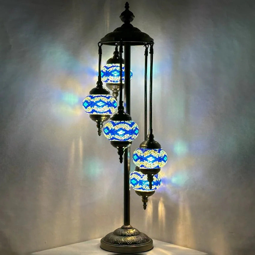 a lamp that is on top of a table