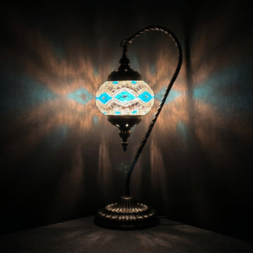 Blue Glacier goose-neck mosaic desk lamp, a Turkish-style Father's Day gift