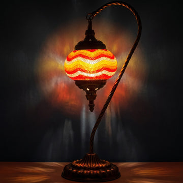 Citrus Radiance orange swan-neck mosaic desk lamp styled as kitchen island accent lighting