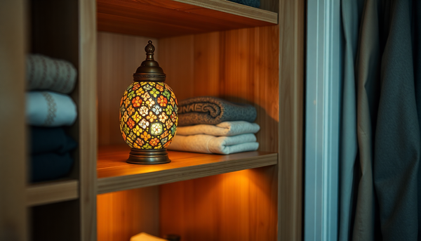 Turkish Mosaic Lamp vs. Battery-Powered Puck Light for a Closet