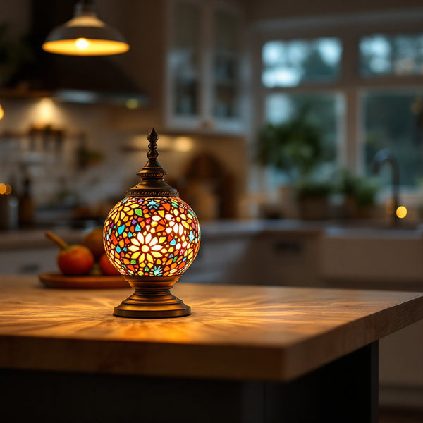 Turkish Mosaic Lamps for a Kitchen Island