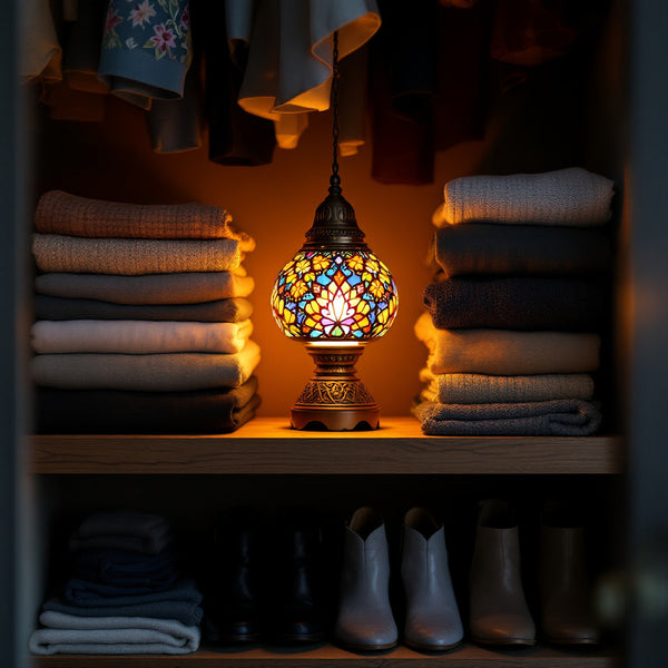 Turkish Mosaic Lamps for a Walk-In Closet