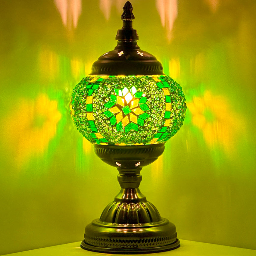 Mint Green Flower Moroccan Mosaic Lamp