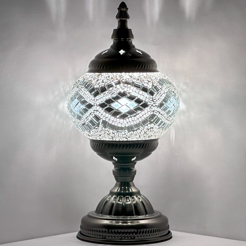 Vintage Mosaic Table Lamps with Silver waves pattern