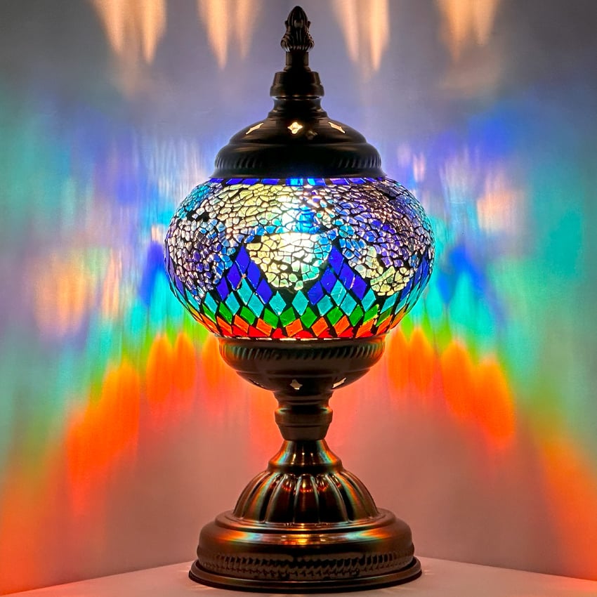 Mosaic Lamp with Blue Rainbow colors