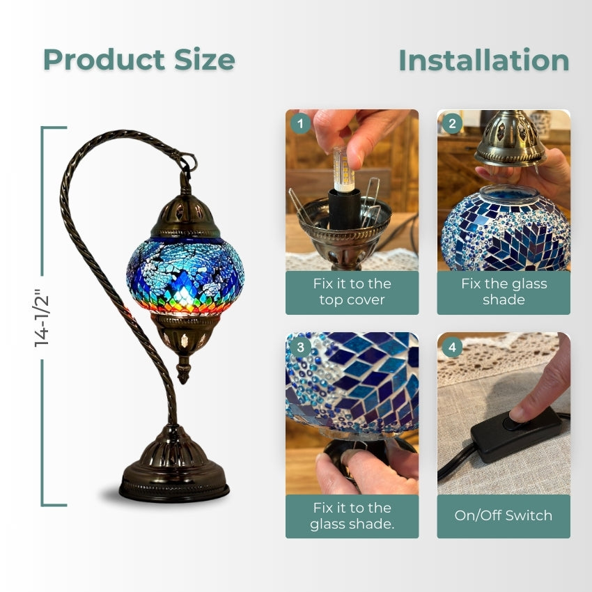 Turkish Atlantis Rainbow Lamp mosaic glass table lamp — handmade craftsmanship