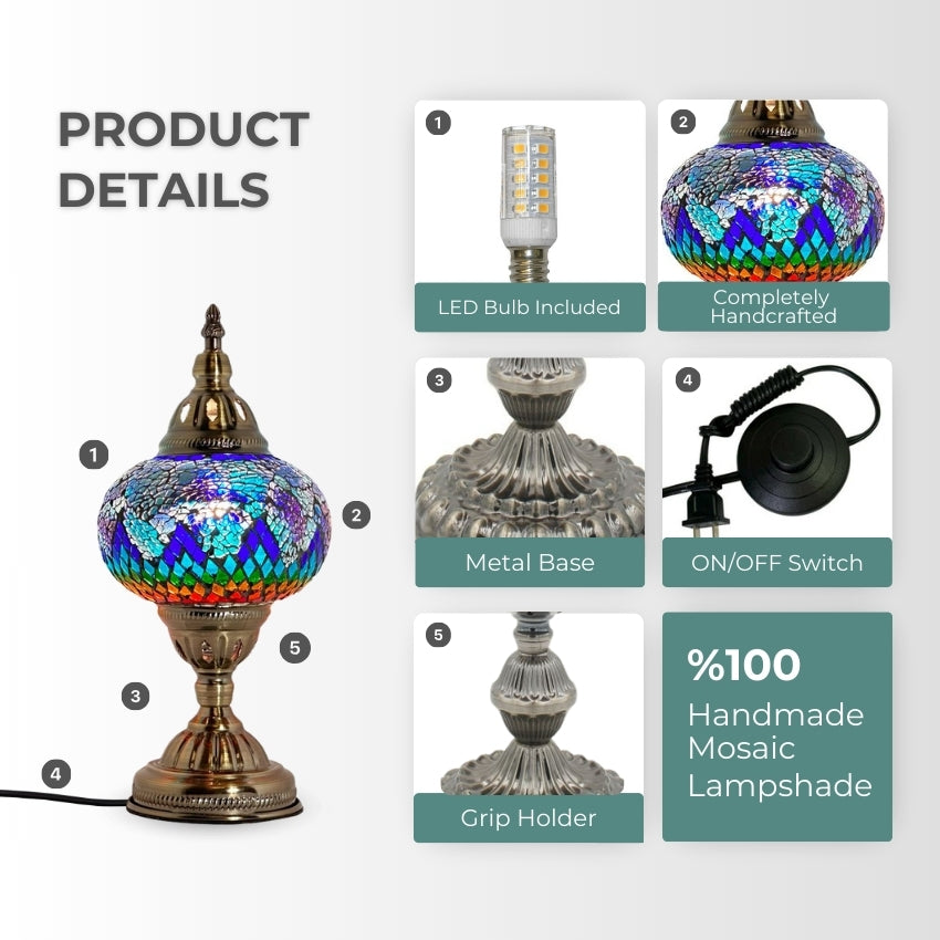 Vintage Atlantis Rainbow Mosaic Glass Lamp mosaic glass table lamp — setup guide