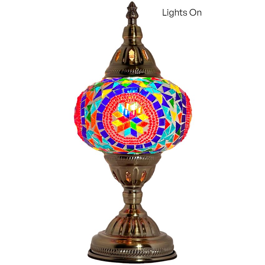 Desert Rose Blue Mosaic Desk Lamp mosaic glass table lamp — close-up of the mosaic glass