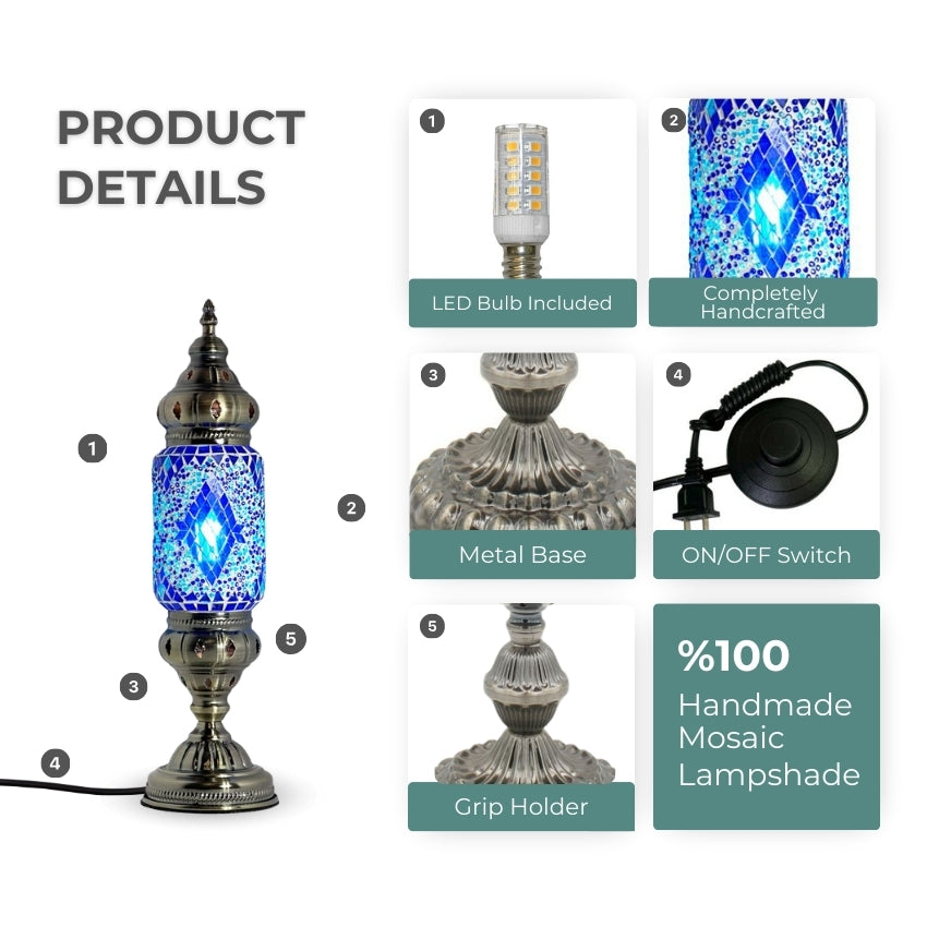 Turkish Blue Diamond Lamp mosaic glass table lamp — setup guide