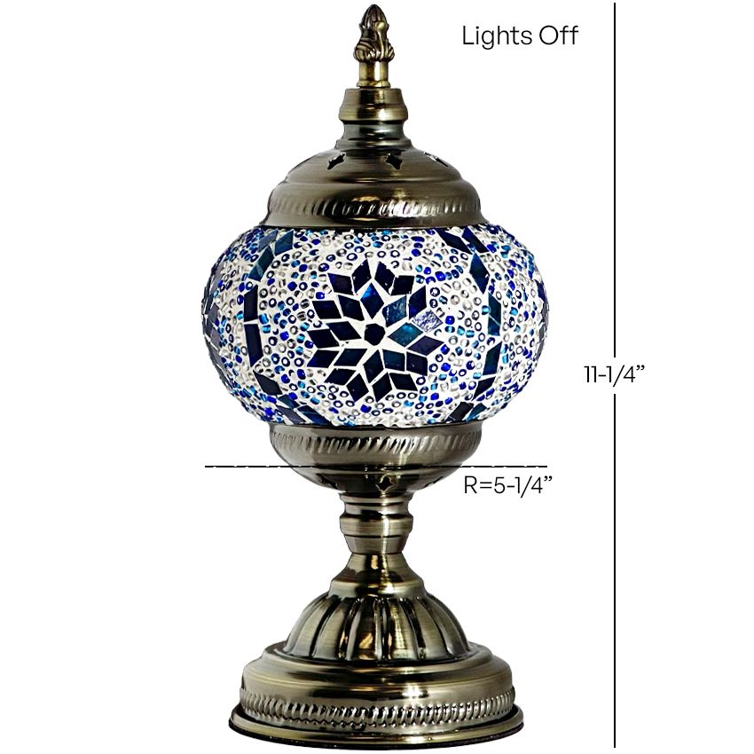 Moroccan mosaic glass table lamp — size and dimensions