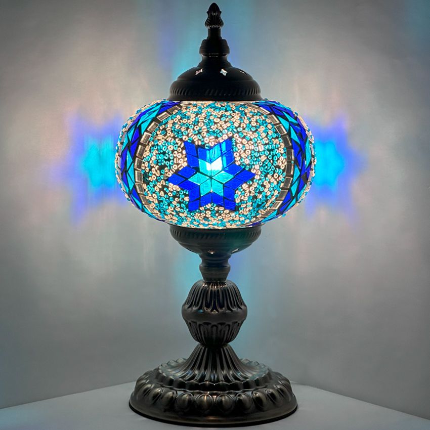 Traditional Blue Star Mosaic Turkish Table Lamp