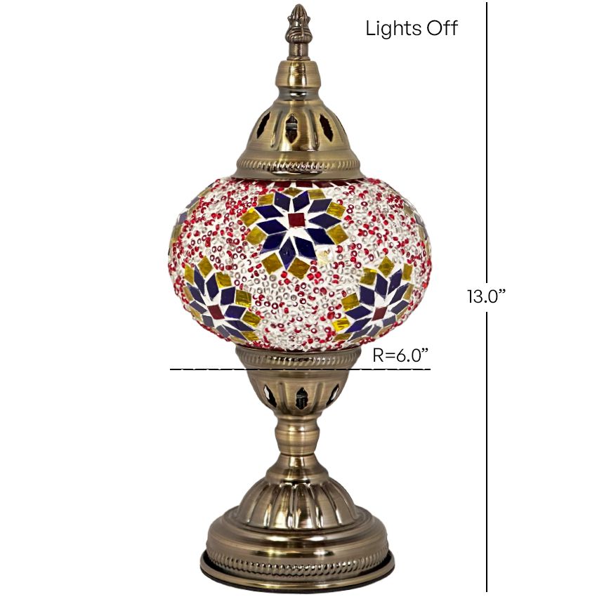 Turkish Desk Lamp mosaic glass table lamp — lit on a side table