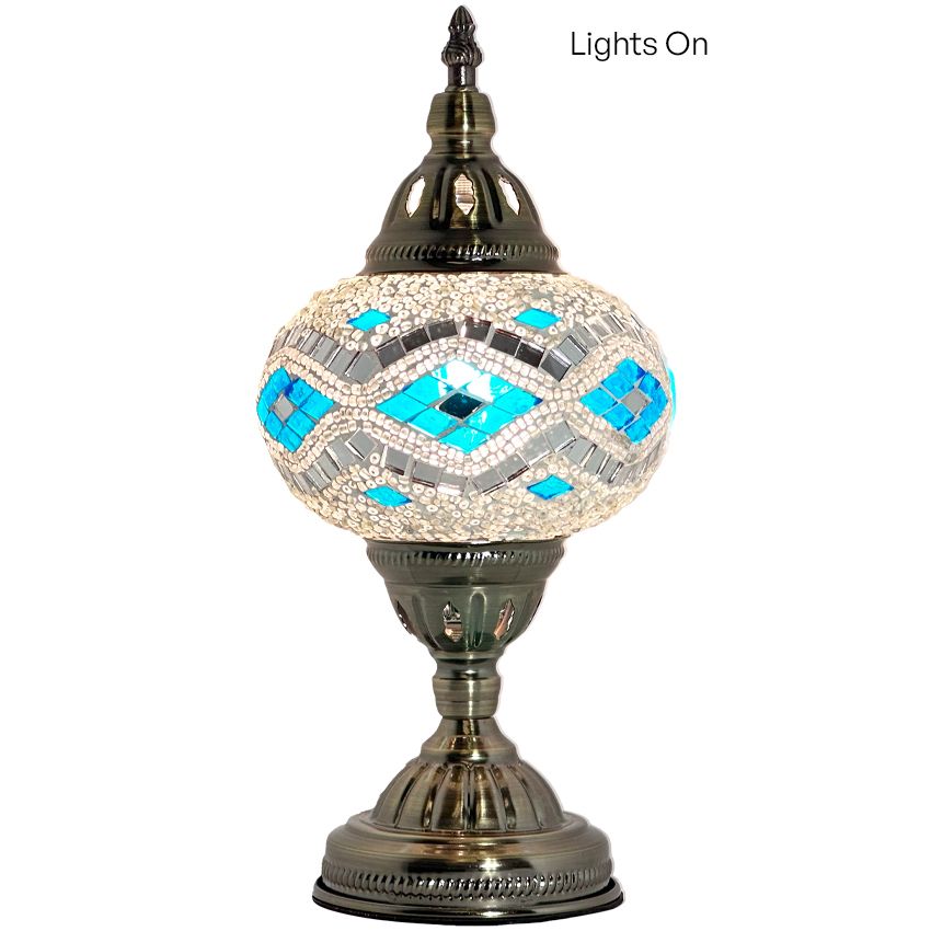 Icy Elegance mosaic glass table lamp — close-up of the mosaic glass