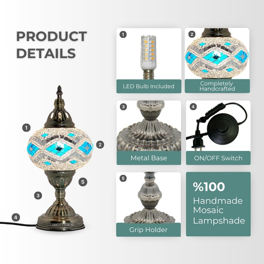 Icy Elegance mosaic glass table lamp — setup guide