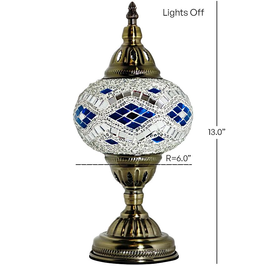 Icy Elegance mosaic glass table lamp — size and dimensions