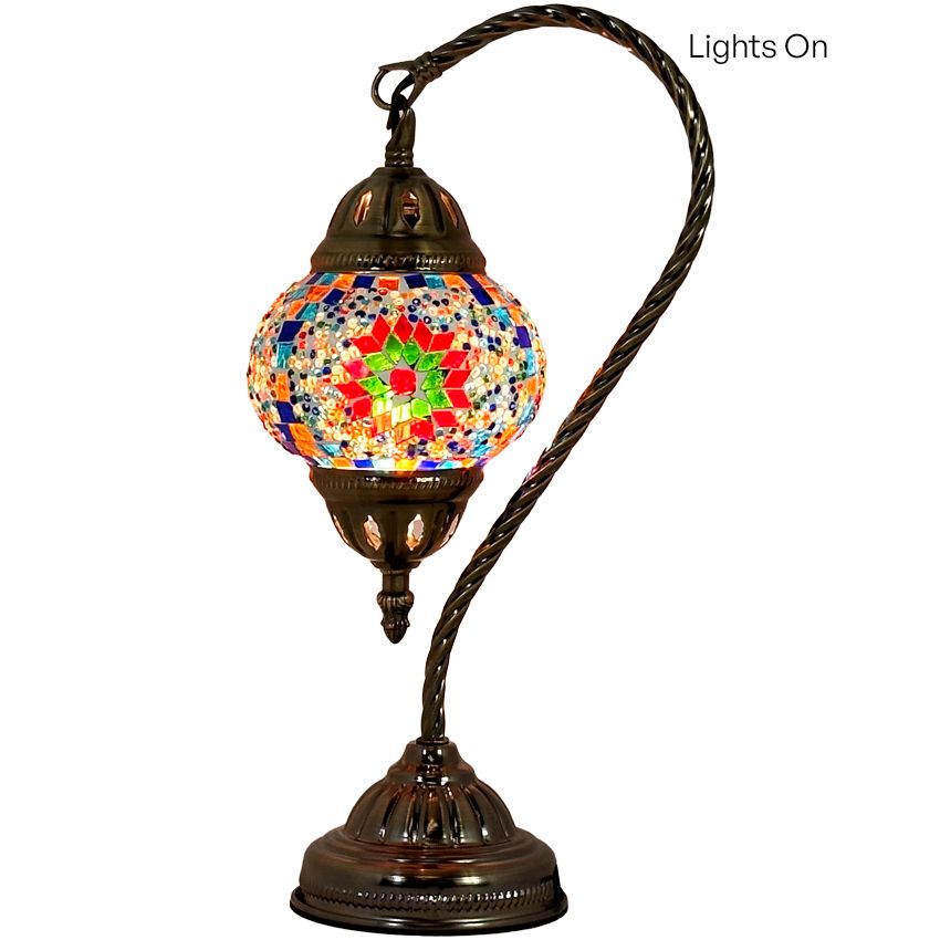 Floral Charm mosaic glass table lamp — close-up of the mosaic glass