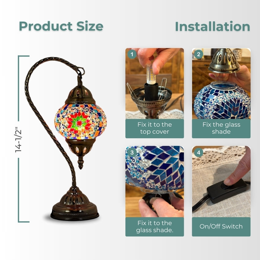 Floral Charm mosaic glass table lamp — handmade craftsmanship
