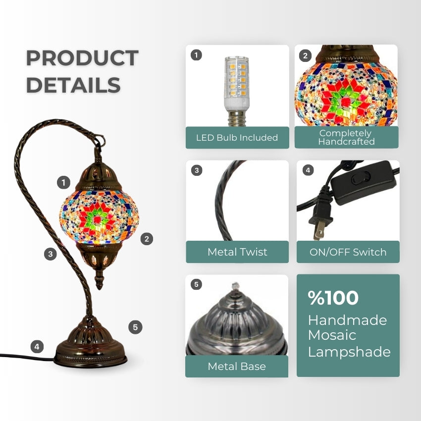 Floral Charm mosaic glass table lamp — setup guide