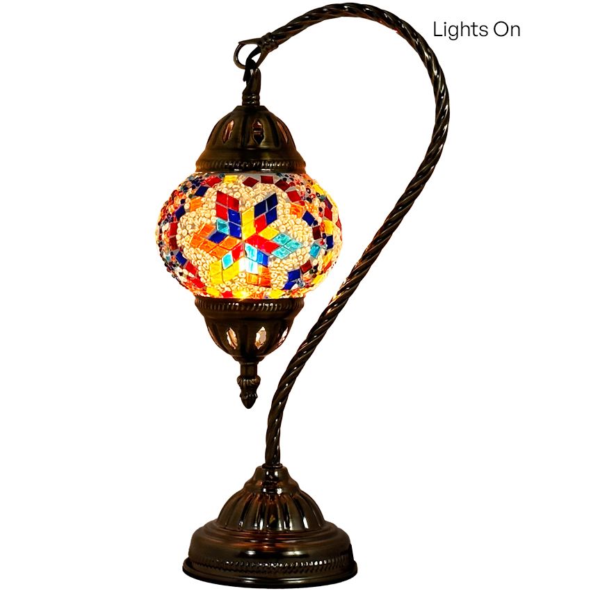 Moroccan Essence mosaic glass table lamp — close-up of the mosaic glass