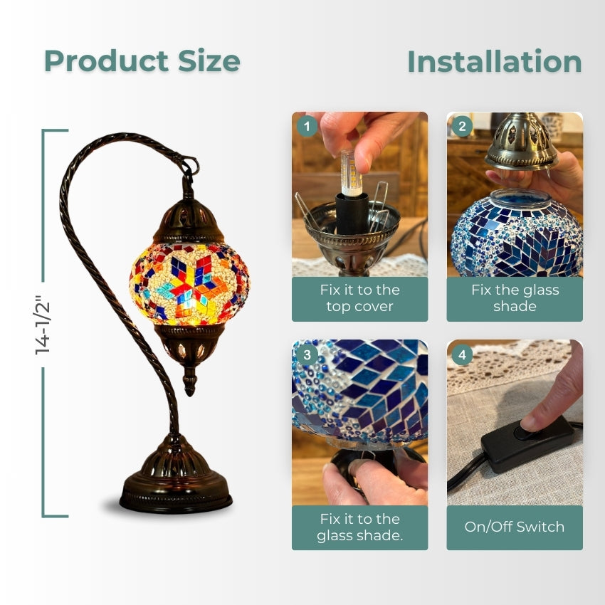 Moroccan Essence mosaic glass table lamp — handmade craftsmanship