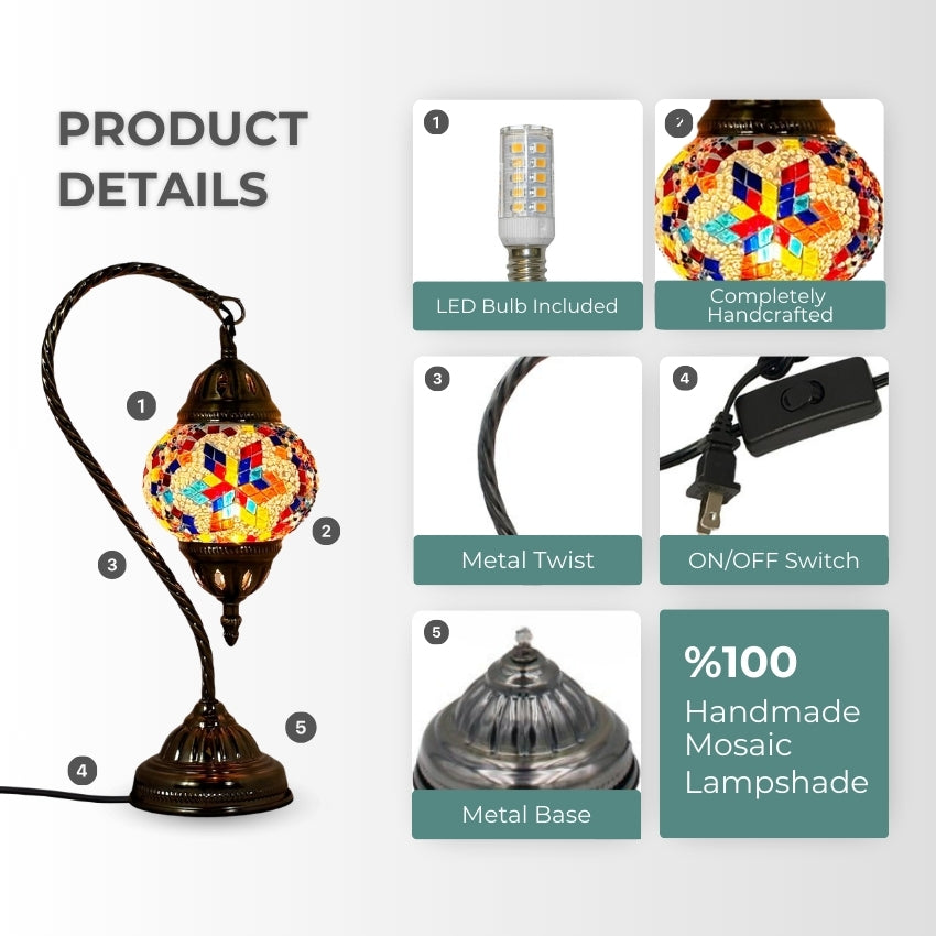 Moroccan Essence mosaic glass table lamp — setup guide