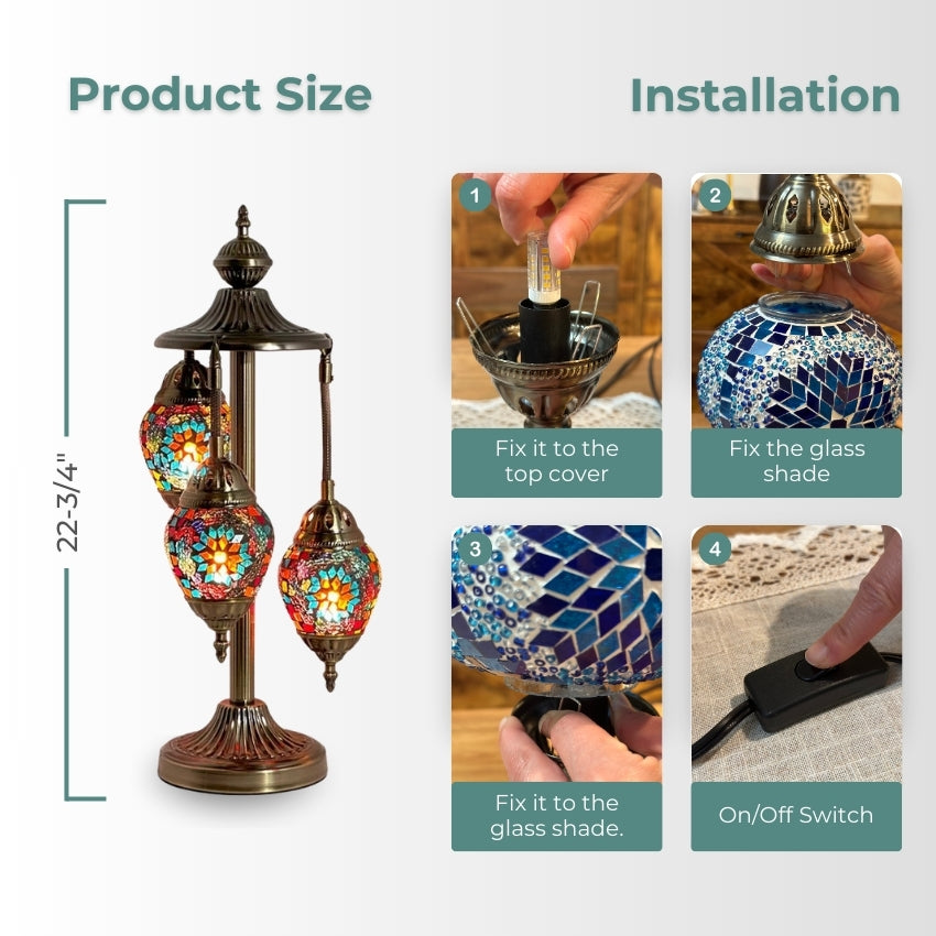 Coral Reef Elegance mosaic glass table lamp — handmade craftsmanship