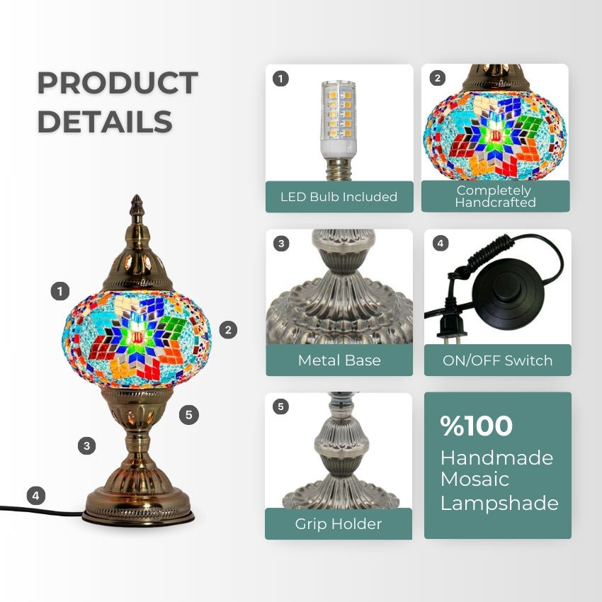 Coral Reef Inspired Bedside Mosaic Lamp with Colorful Glasse mosaic glass table lamp — setup guide