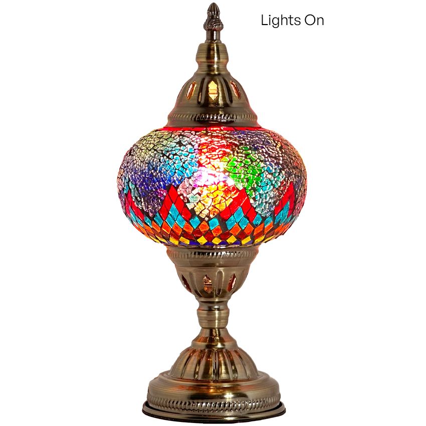 Cosmic Rainbow Bridge: Turkish Mosaic Lamp with Colorful Glasses