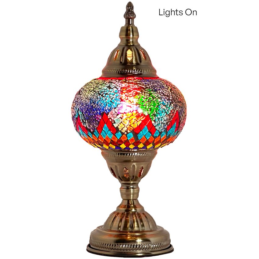 Cosmic Rainbow Bridge mosaic glass table lamp — close-up of the mosaic glass