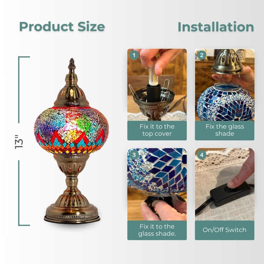 Cosmic Rainbow Bridge mosaic glass table lamp — handmade craftsmanship