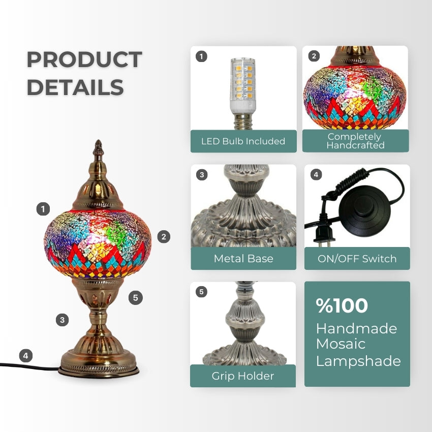 Cosmic Rainbow Bridge mosaic glass table lamp — setup guide