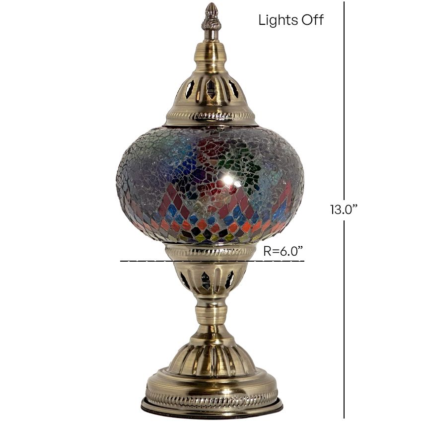 Cosmic Rainbow Bridge mosaic glass table lamp — size and dimensions