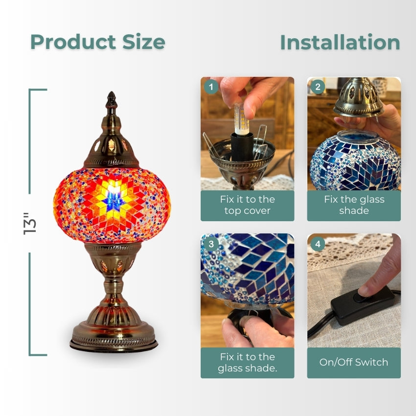 Desert Bloom Mosaic mosaic glass table lamp — handmade craftsmanship