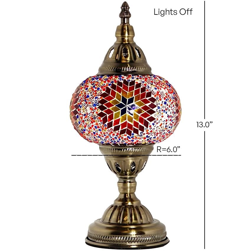 Desert Bloom Mosaic mosaic glass table lamp — size and dimensions