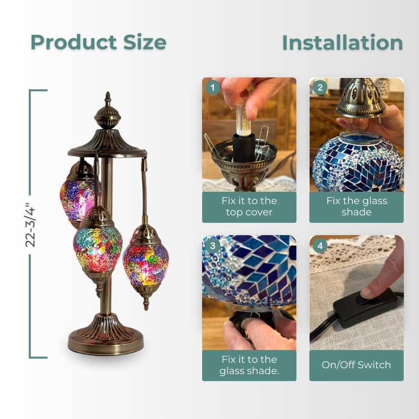 Rainbow Spectrum Egg mosaic glass table lamp — handmade craftsmanship