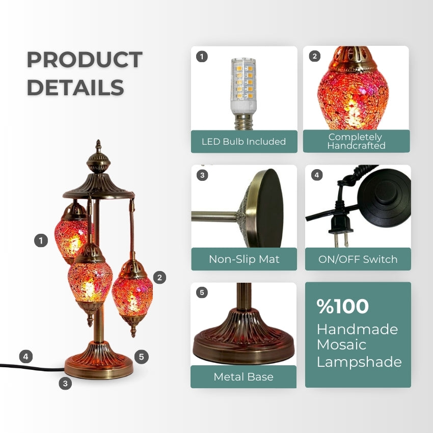 Cosmic Red Hues Egg mosaic glass table lamp — setup guide