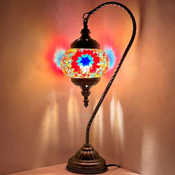 Blossoming Elegance: Handmade Flower Mosaic Turkish Lamp