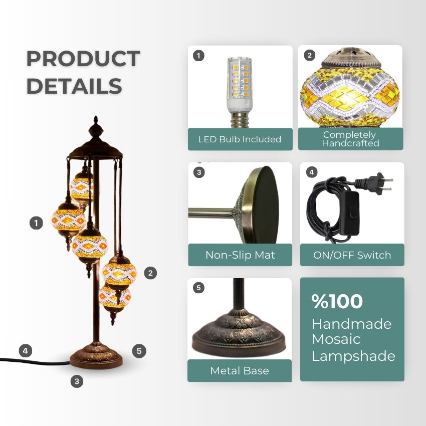 Golden Sparkle mosaic glass table lamp — setup guide