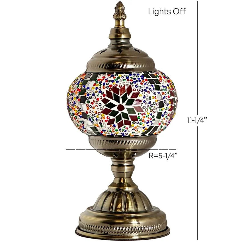 Rainbow Blaze mosaic glass table lamp — size and dimensions