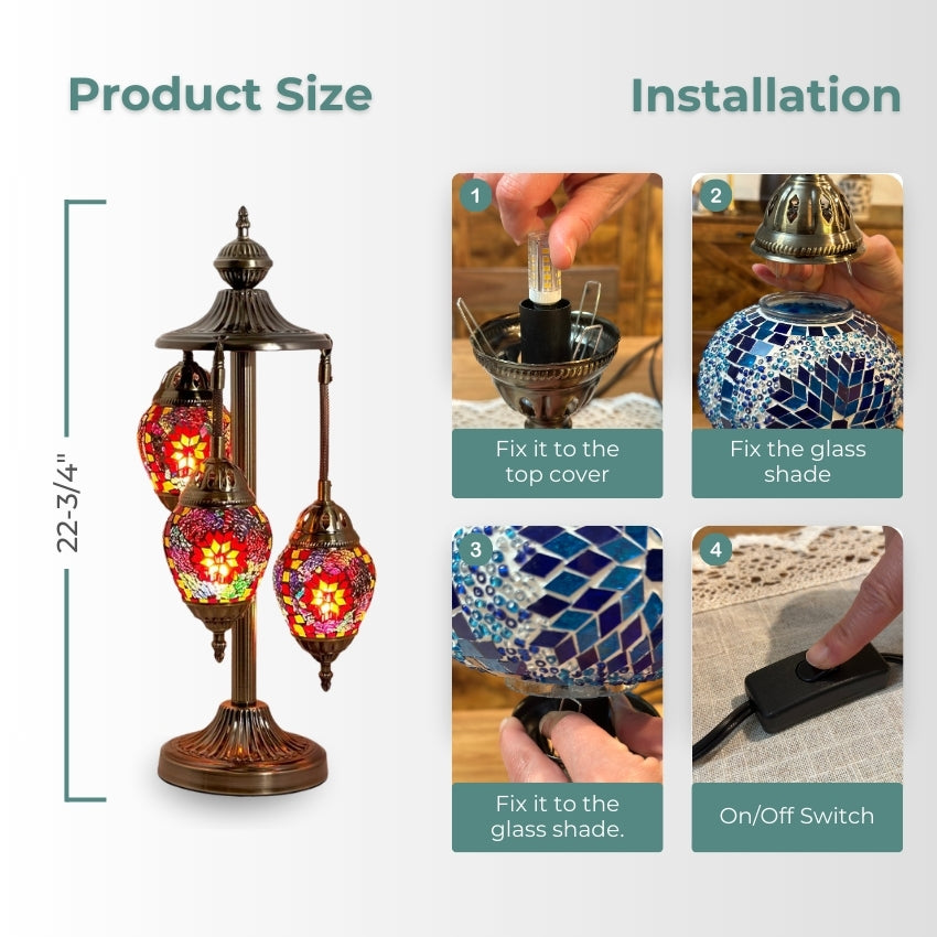 Crimson Bloom Egg mosaic glass table lamp — handmade craftsmanship