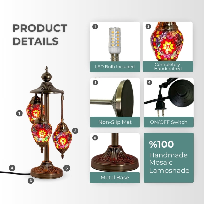 Crimson Bloom Egg mosaic glass table lamp — setup guide