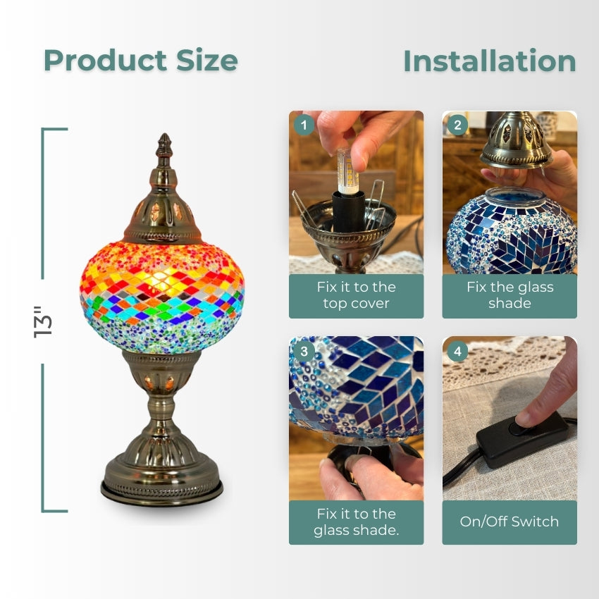 Fusion of Warm and Cool mosaic glass table lamp — handmade craftsmanship