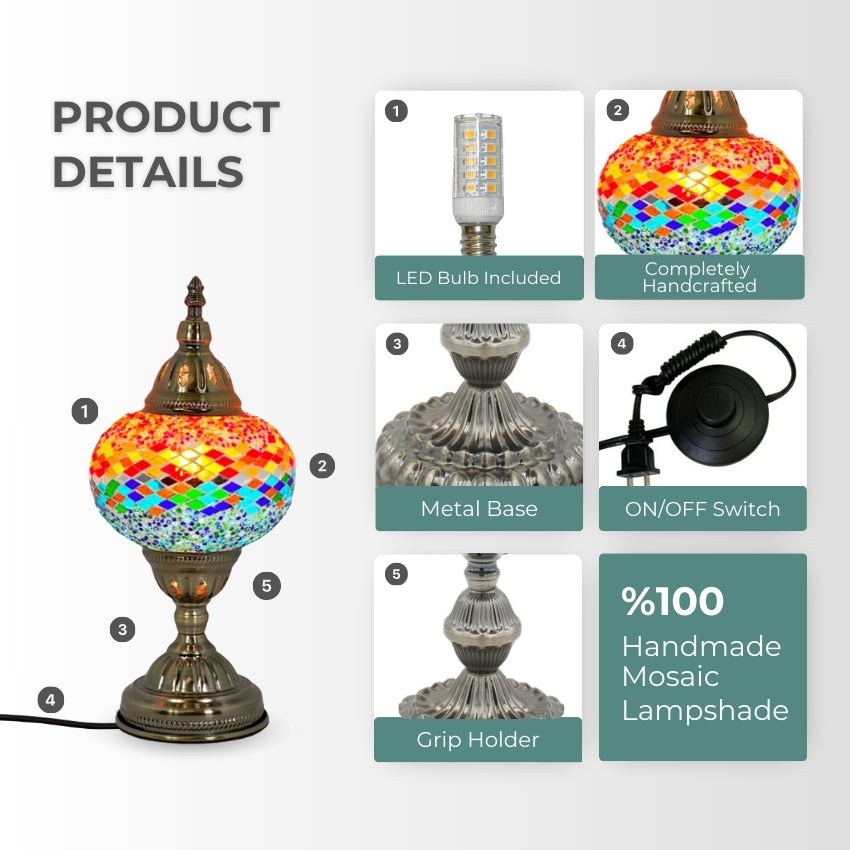 Fusion of Warm and Cool mosaic glass table lamp — setup guide