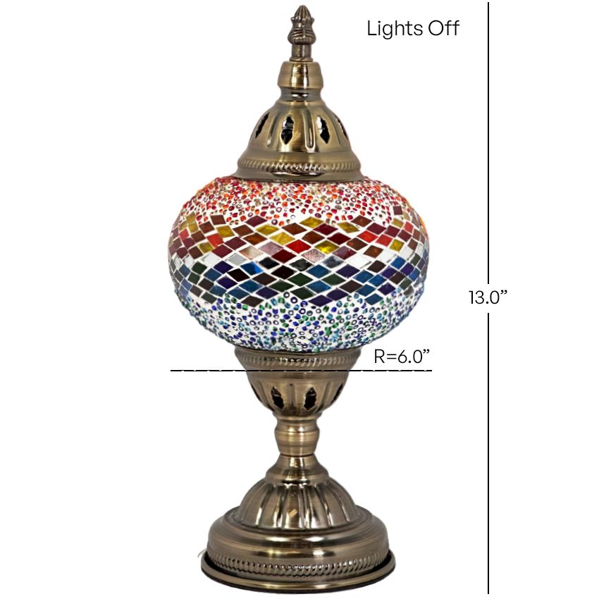 Fusion of Warm and Cool mosaic glass table lamp — size and dimensions