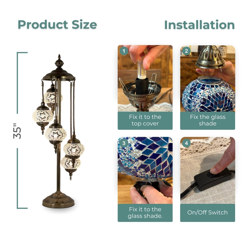 Lunar Glow mosaic glass table lamp — handmade craftsmanship
